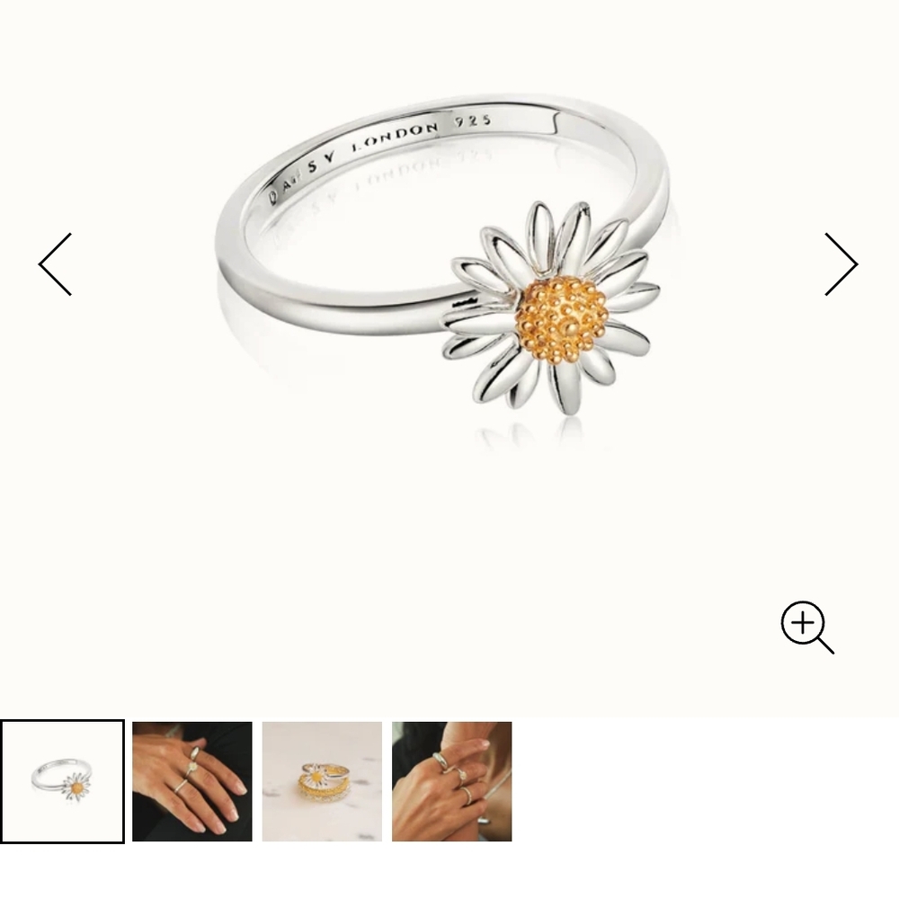 Silver and Gold Daisy Brand Ring